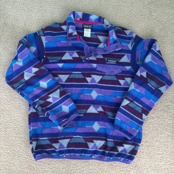 Patagonia Synchilla Fleece Jacket Womens M Purple Guatemalan Tango Snap T - Picture 1 of 8